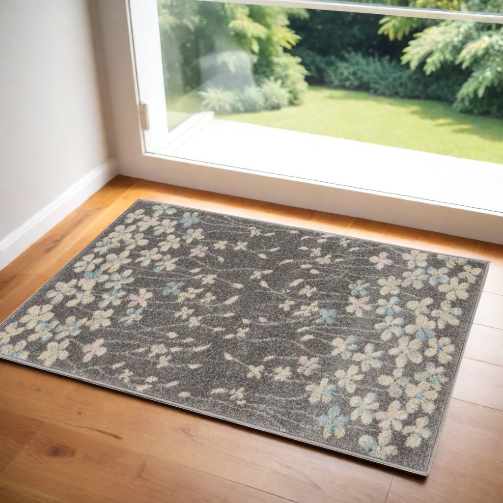 HomeRootsFloral Contemporary Rectangle Area Rug - 48' X '24' X '0.5