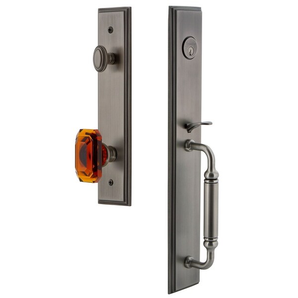 Grandeur CARCGRBCA_ESET_238 Carre Solid Brass Rose Keyed Entry Single Cylinder Full Plate "C" Grip Handleset with Baguette
