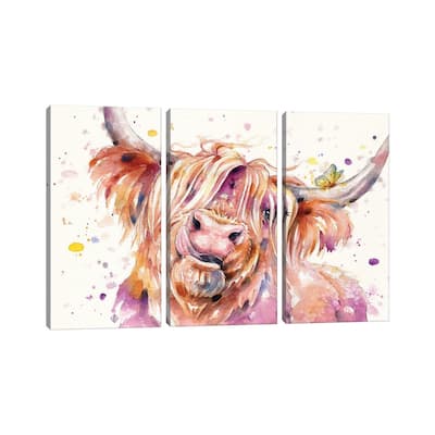 iCanvas "Bad Hair Don't Care (Scottish Highland Cow)" by Sillier Than Sally 3-Piece Canvas Wall Art Set