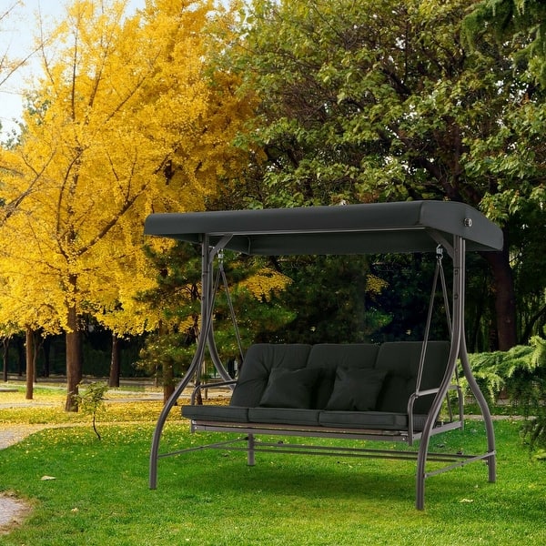 Green-3-Seat Outdoor Patio Swing Chair
