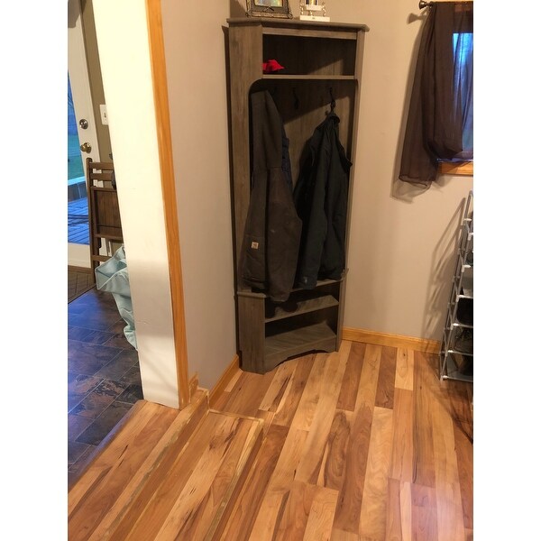 Prepac Grey Laminate Corner Hall Tree