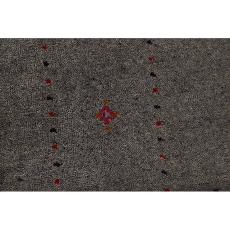Gray Gabbeh Oriental Area Rug Hand-Knotted Wool Carpet - 5'5" x 7'8"