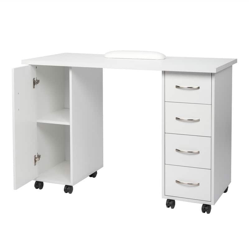 Double Edged Manicure Nail Table Computer Desk with 4 Drawers