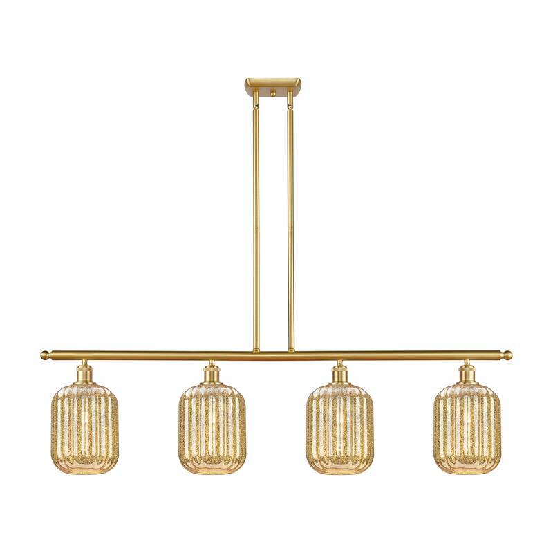 Innovations Lighting Endless Possibilities Ballston - Preston - 4 Light 48" Jar Shade Stem Hung Island Light - Mercury/Satin Gold