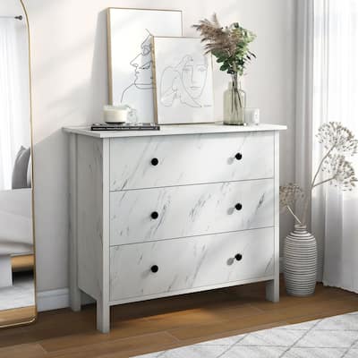 DH BASIC Transitional 34-inch Wide 3-Drawer Neutral Youth Dresser by Denhour