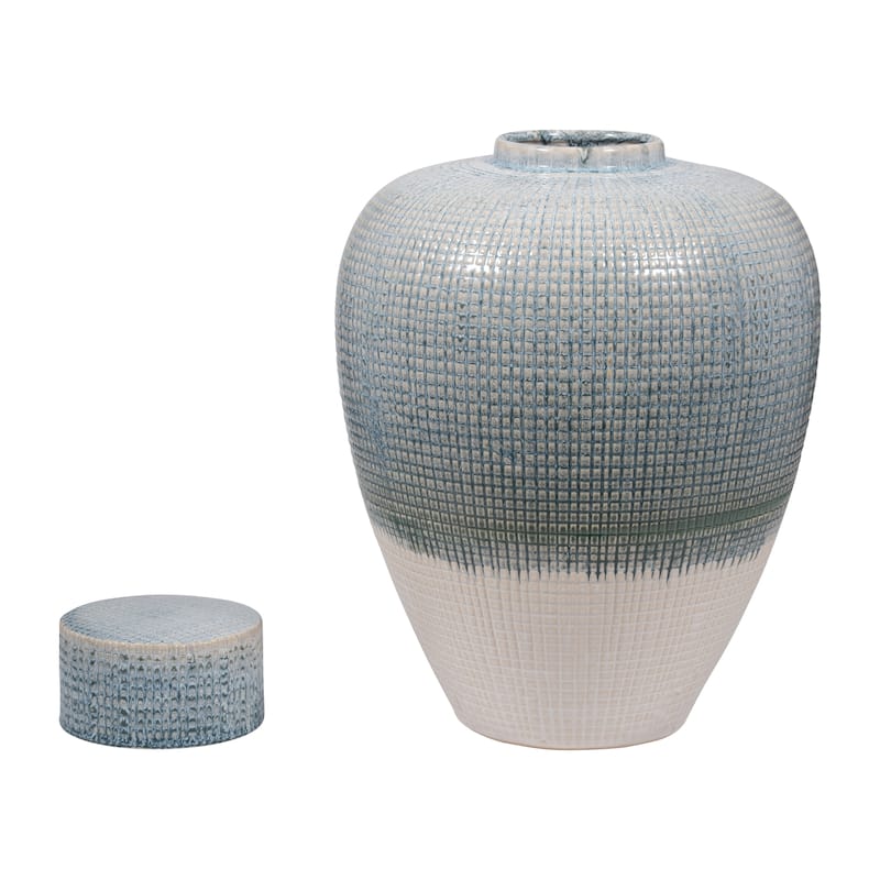 Sagebrook Home Blue Kashion Vase - Stoneware Decor Accent for Modern Living Spaces