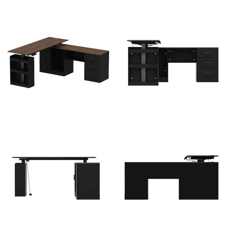 Height-Adjustable Ergonomic Workstation Home Office Desk with Storage
