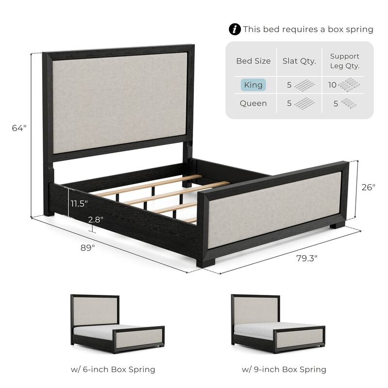 Furniture of America Durem II Modern Classic 3-Piece Solid Wood Panel Bedroom Set with 3-Drawer Nightstand