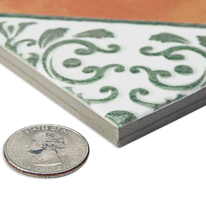 Merola Tile Sentier des Ocres Deco Green 7-7/8" x 7-7/8" Porcelain Floor and Wall Tile