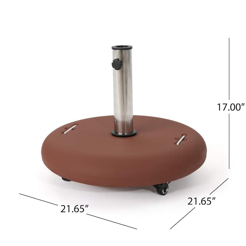 Hayward Outdoor 80-pound Round Black Stainless Steel Umbrella Base Holder with Wheels by Christopher Knight Home