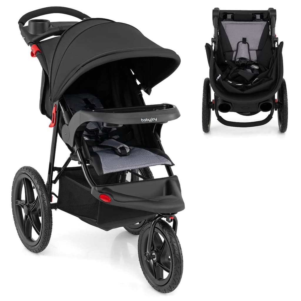 Babyjoy Jogging Stroller Foldable Jogger with Adjustable Canopy - See Details