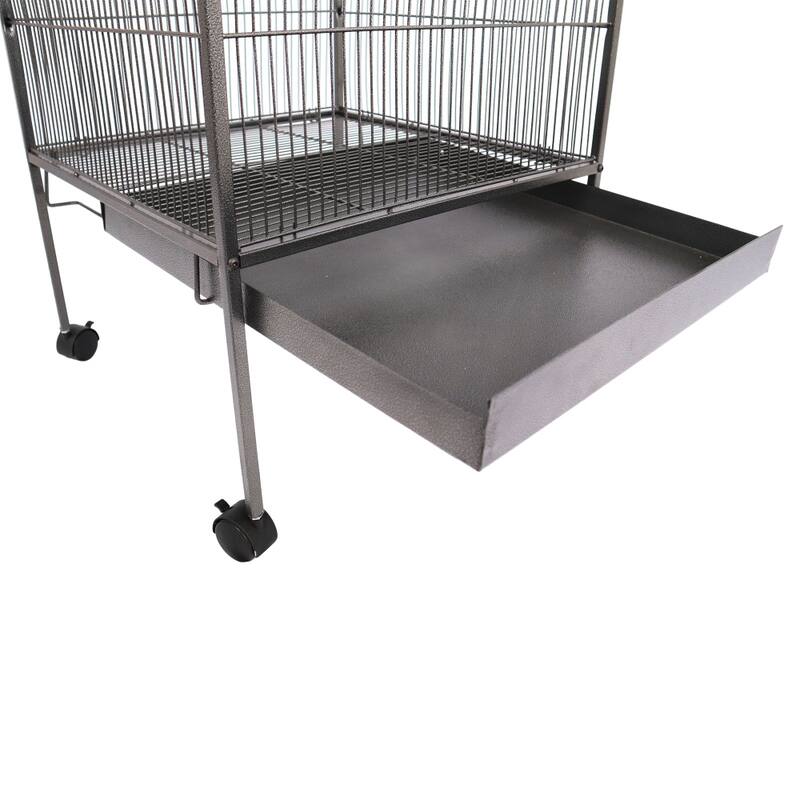 Gray Steel Bird Cage with Rolling Stand