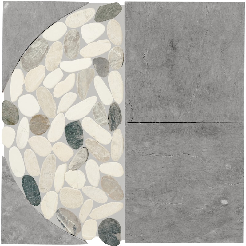 Daltile Pebble Oasis Natural Stone Art Deco Pebble Mosaic 11" x 11" (11 PC per Carton) (10.78 SQFT per Carton)