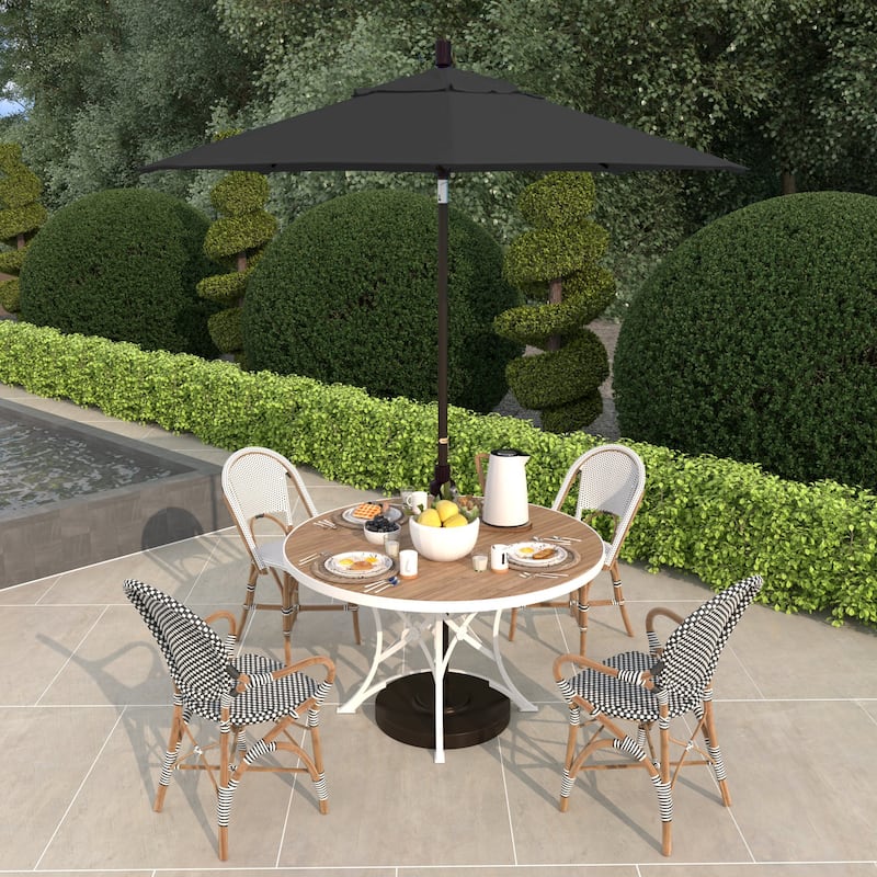 California Umbrella 75' Sun Master Patio Umbrella Bronze Aluminum Pole Fiberglass Ribs Crank Lift Tilt Pacifica - Black