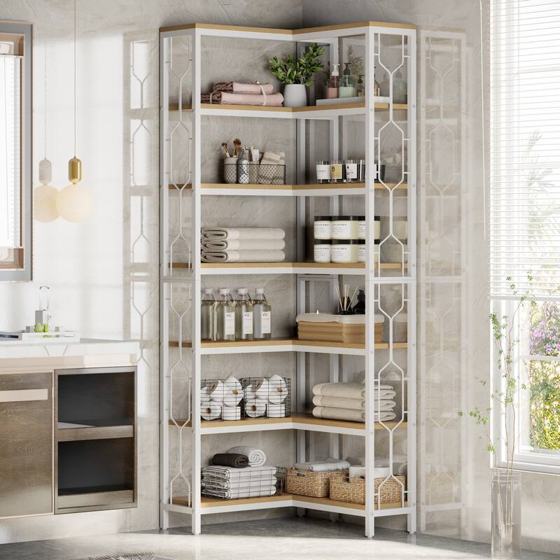 7-Tier Industrial Corner Bookshelf