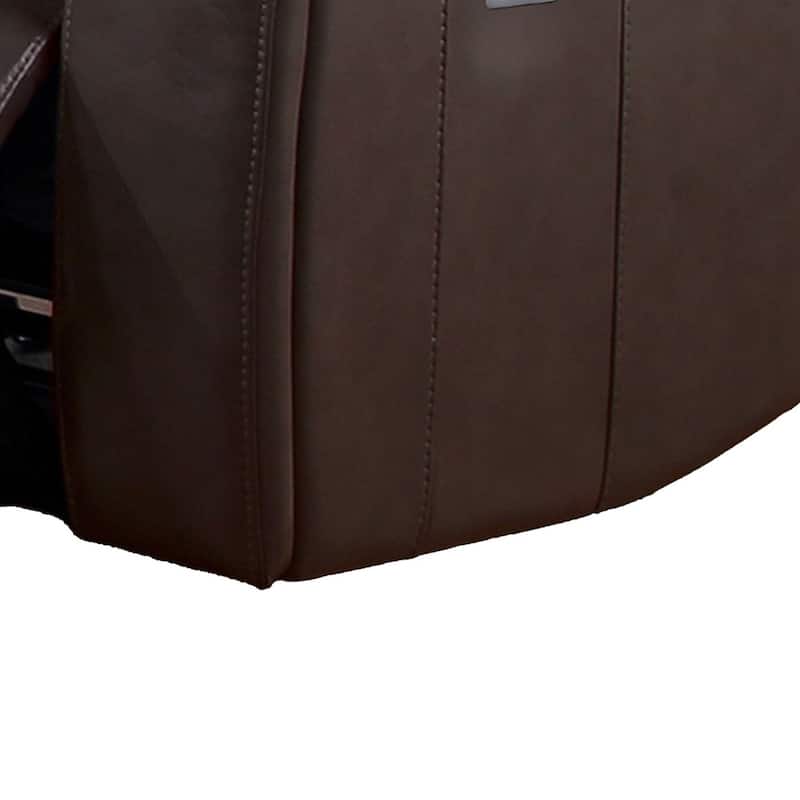 Elle 37 Inch Glider Chair, Power Recliner, Cushioned, Brown Faux Leather