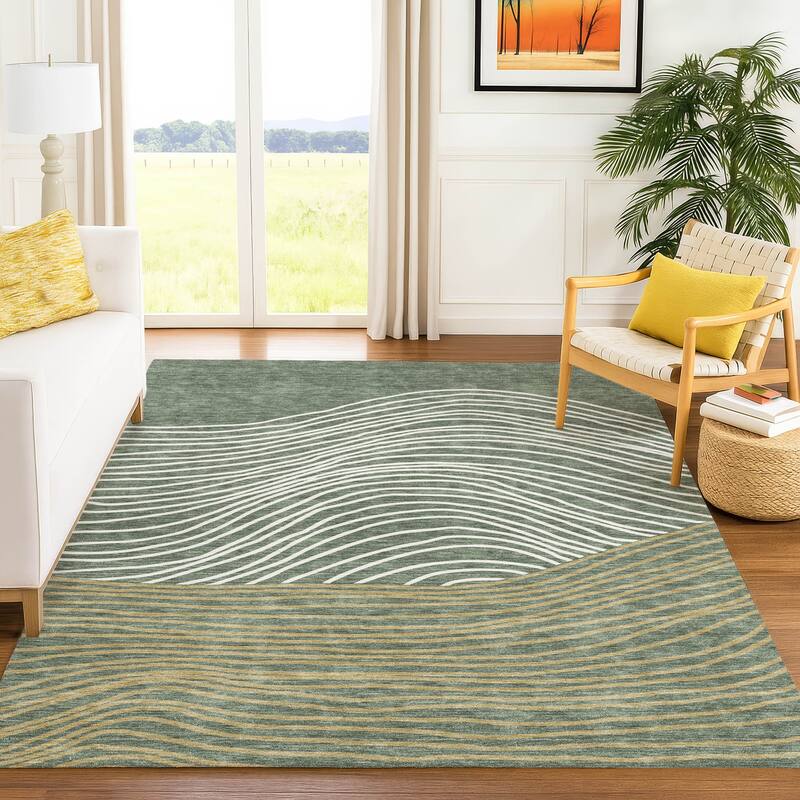 Machine Washable Indoor/ Outdoor Modern Arches Chantille Rug