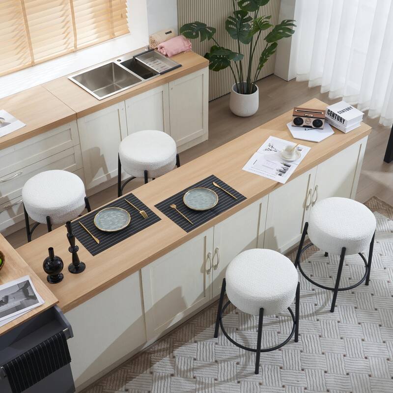 Set of 2 Contemporary Round Bar Stools - 24" Height, Ideal for Kitchens, Coffee Shops, and Bars