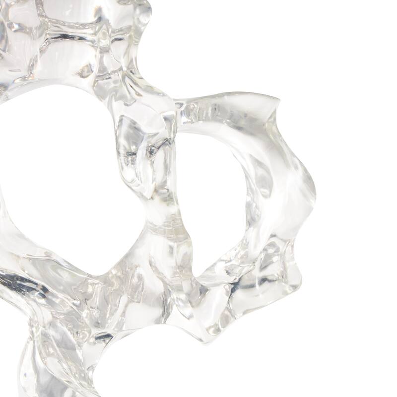 Clear Resin Abstract Decorative Sculpture with Black Square Base