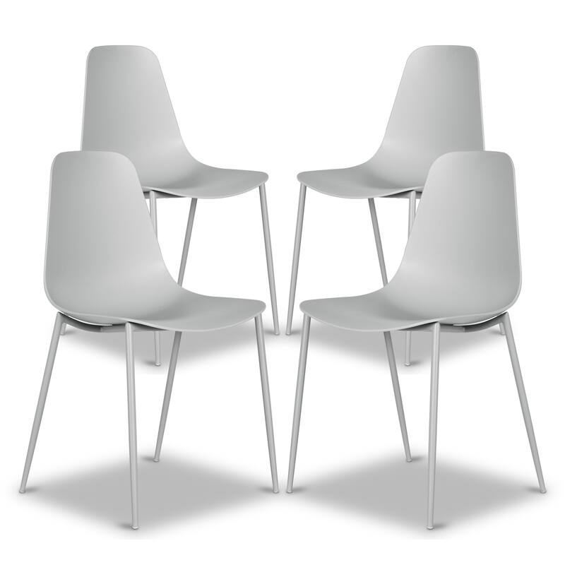 Poly & Bark Isla Modern Dining Chairs (Set of 4) - Indoor or Outdoor Use - Feather Grey