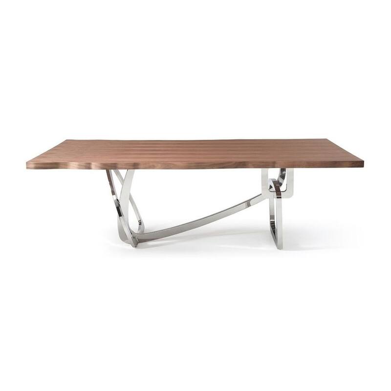 Modrest Addy Modern Walnut & Stainless Steel Dining Table