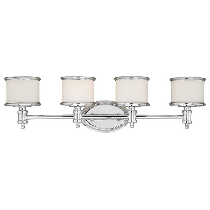 Bellevue Xavier 4 Light 30-1/4" Wide Vanity Light with Beige Shades - Chrome