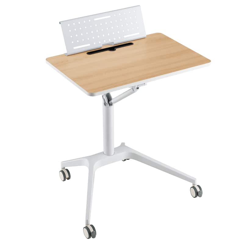 Gymax Pneumatic Standing Desk Rolling Adjustable Laptop Cart Podium