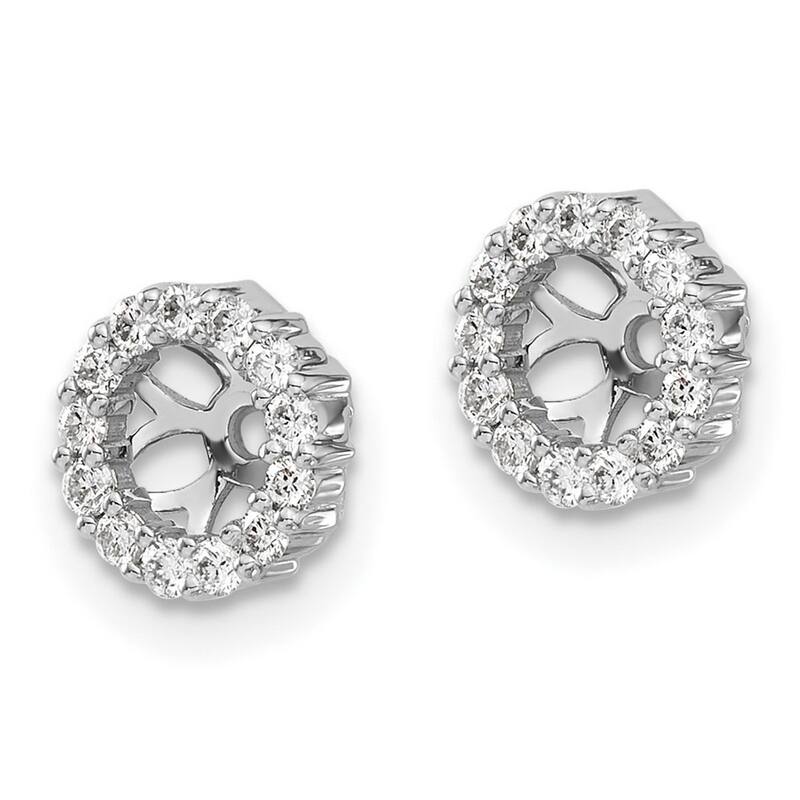 Curata 14k White Gold Diamond Earrings Jackets - 8x8mm Wide