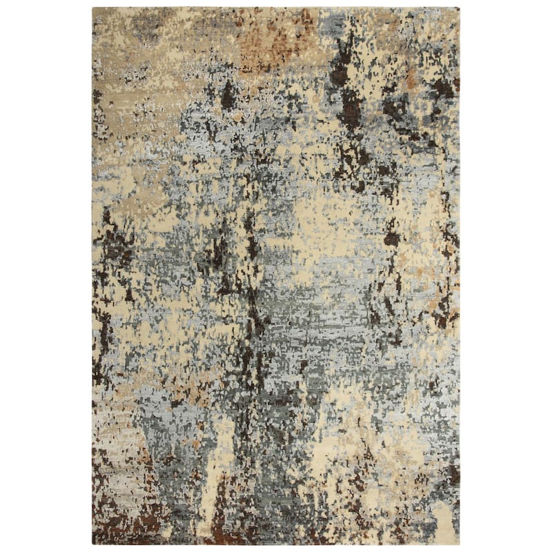 Alora Decor Noble Abstract Hand-knotted Wool Blend Rug - 9' x 12' - Beige