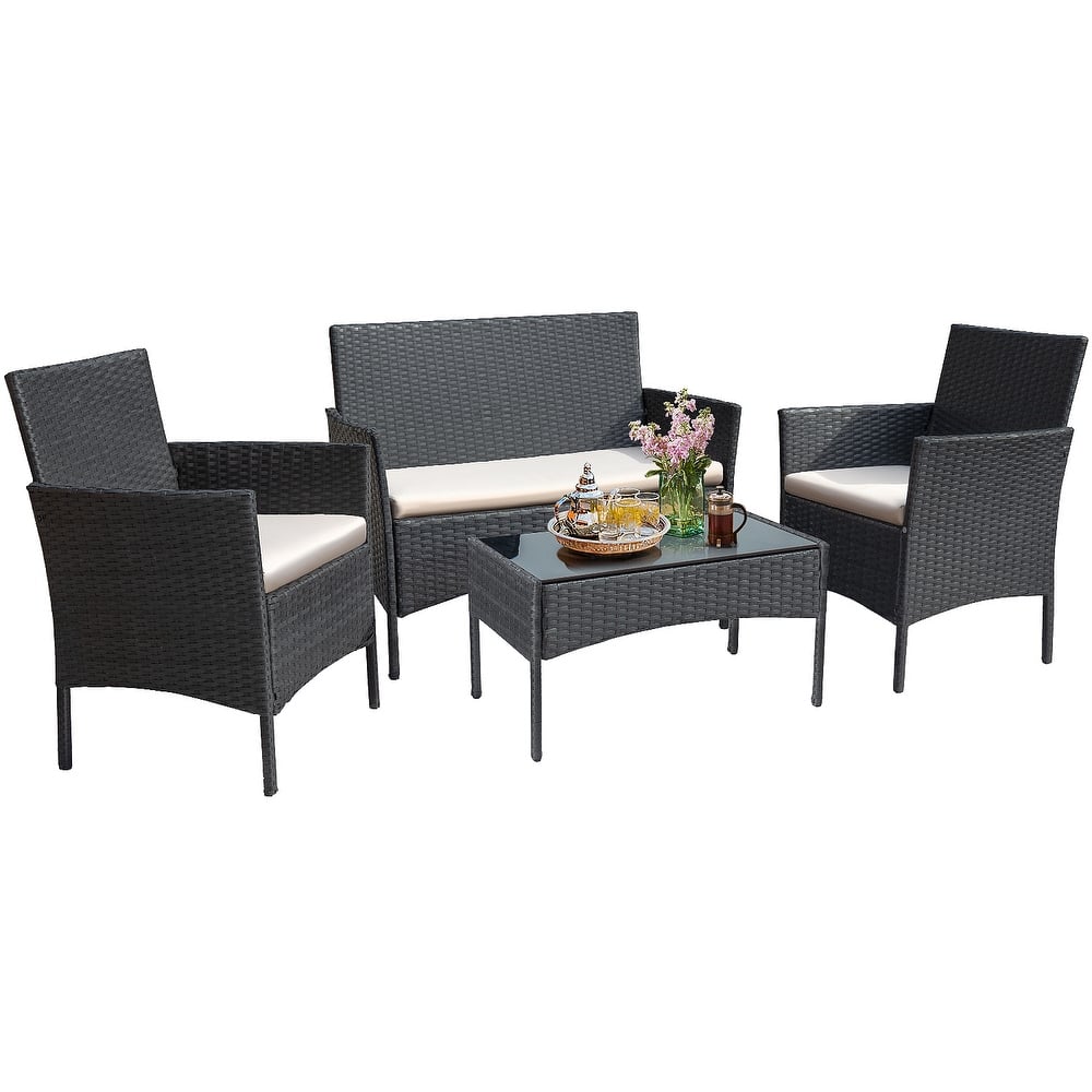 Homall PE Rattan 4-piece Outdoor Patio Set