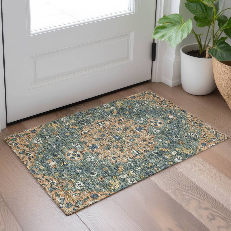 Machine Washable Indoor/ Outdoor Traditional Savannah Chantille Rug
