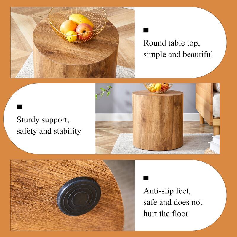 The cylindrical table with its patterned design can be easily integrated into a variety of interior styles, small dining tables