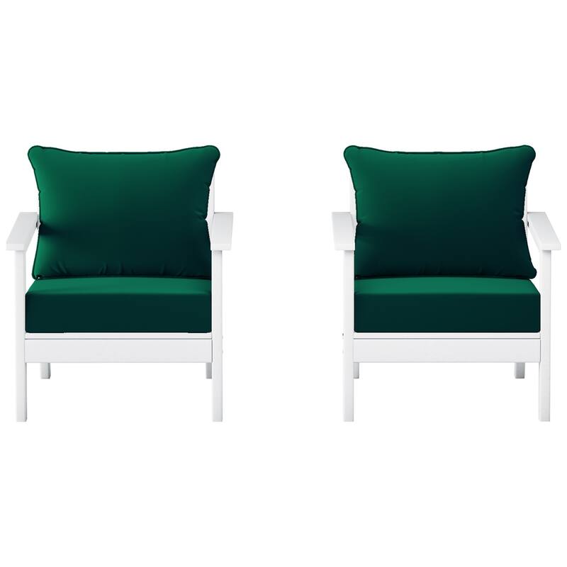 Birchwood All Weather HDPE Outdoor Patio White Deep Seating Conversation Set With Cushions (2-Piece)