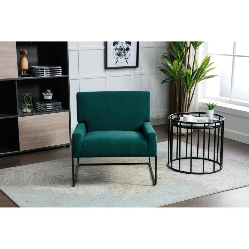 Modern Industrial Slant Armchair with Metal Frame,Premium High Density Soft Single chair for Living Room Bedroom