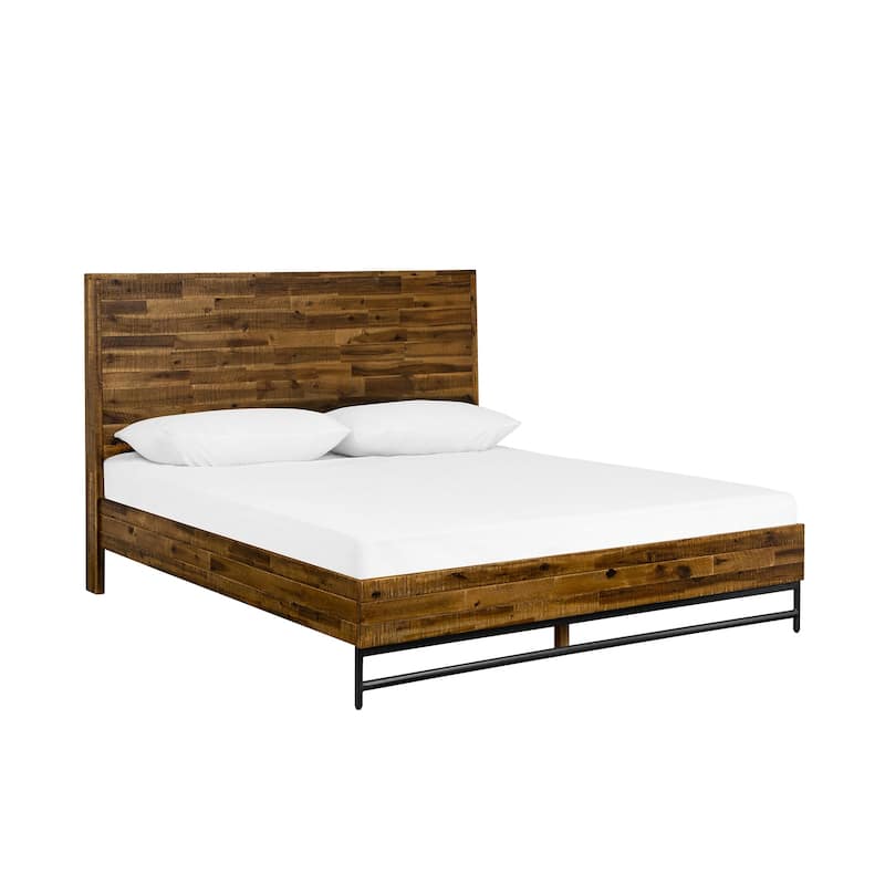Acacia Platform Bed - Vintage Style Bed Frame - Modern Bedroom Furniture