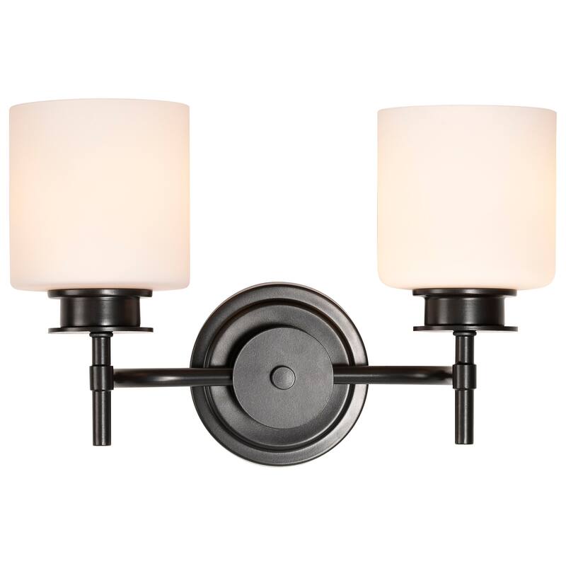 Warren 2 Light Vanity Gun Metal with Satin White Glass - Gun Metal