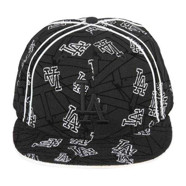 Shop New Era Custom Los Angeles Dodgers Fitted Cap Black White