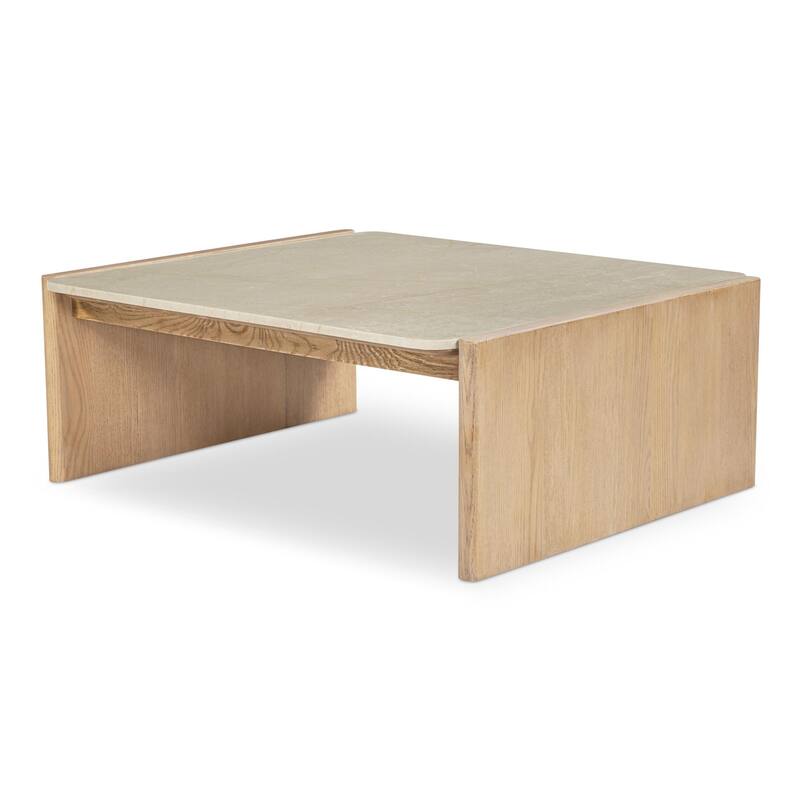 NADAAL STUDIOS Galatea, Rectangular Coffee Table With Marble Top - 41"W x39"D x16"H