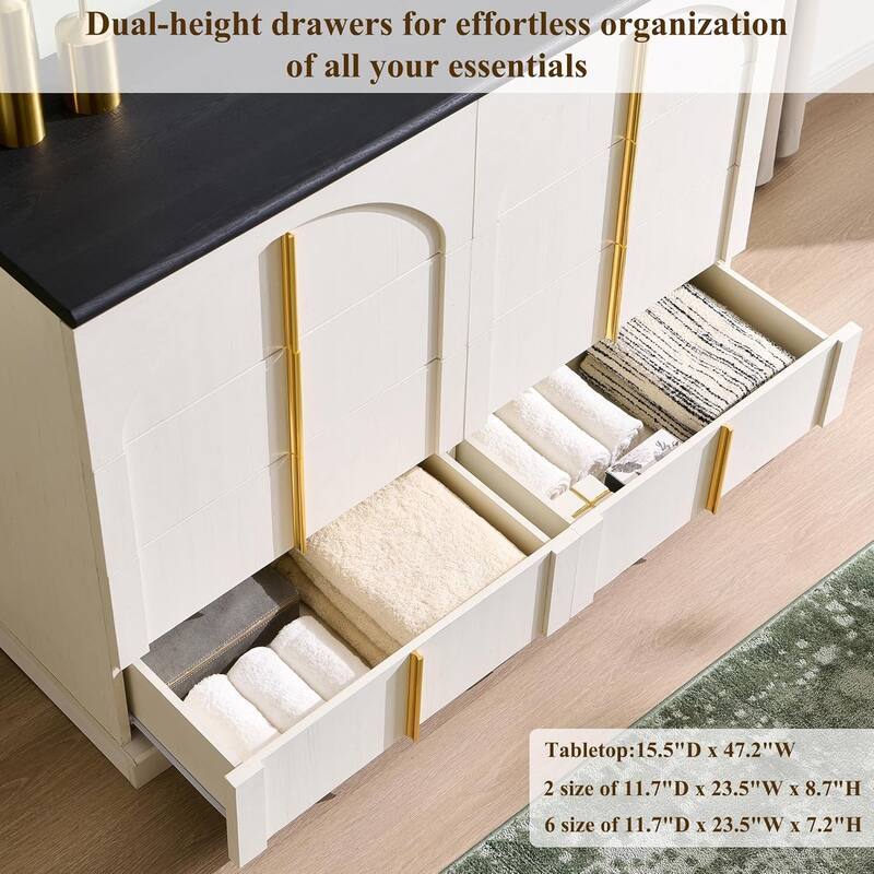 Modern Arched 8 Chests Drawer, Large Dressers for Bedroom, Living Room