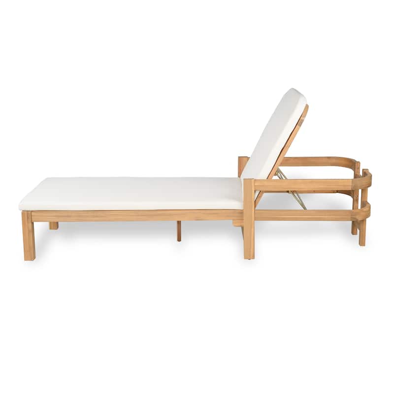 Christopher Knight Home- Cart Outdoor Acacia Wood Adjustable Chaise Lounge (Set of 2)