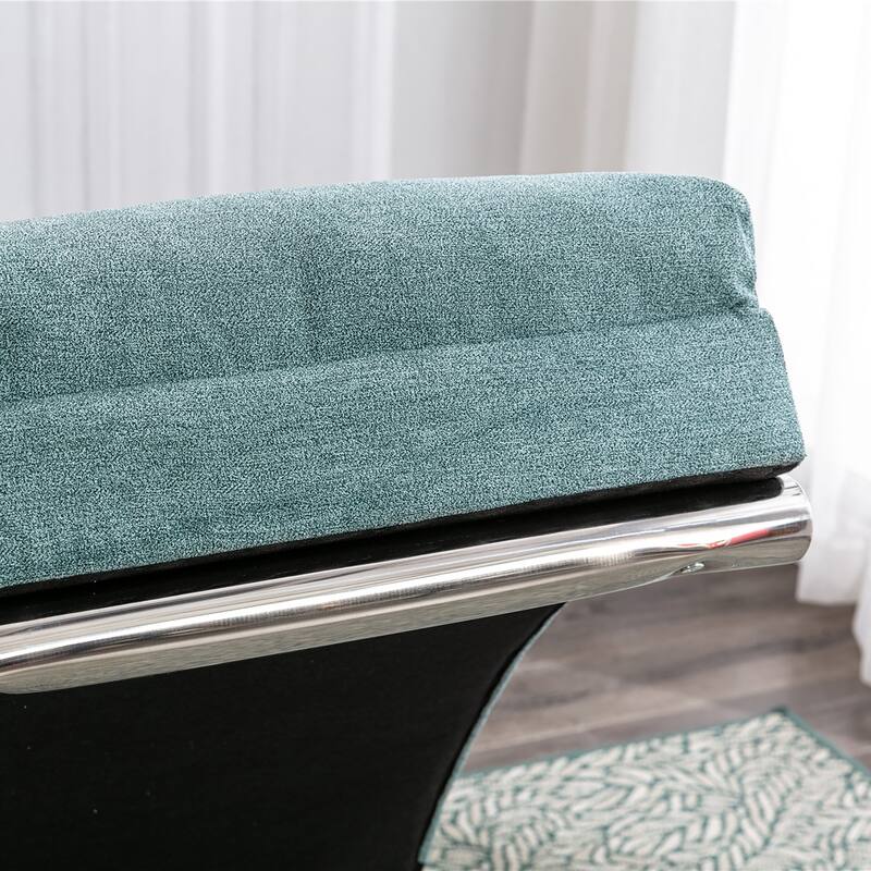 Teal Modern 21.65" High Back Upholstered Chaise Lounge Chair with Remote Control and Ergonomic Electric Massage