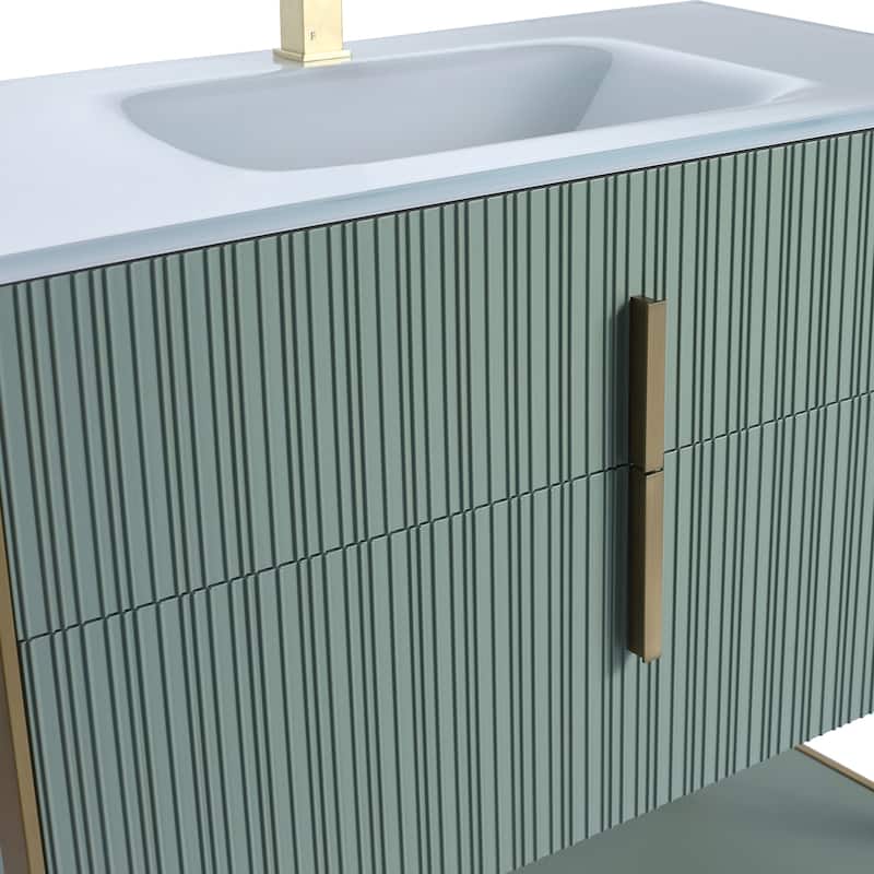 Fine Fixtures Serenity Modern Bathroom Vanity with White Glass Top