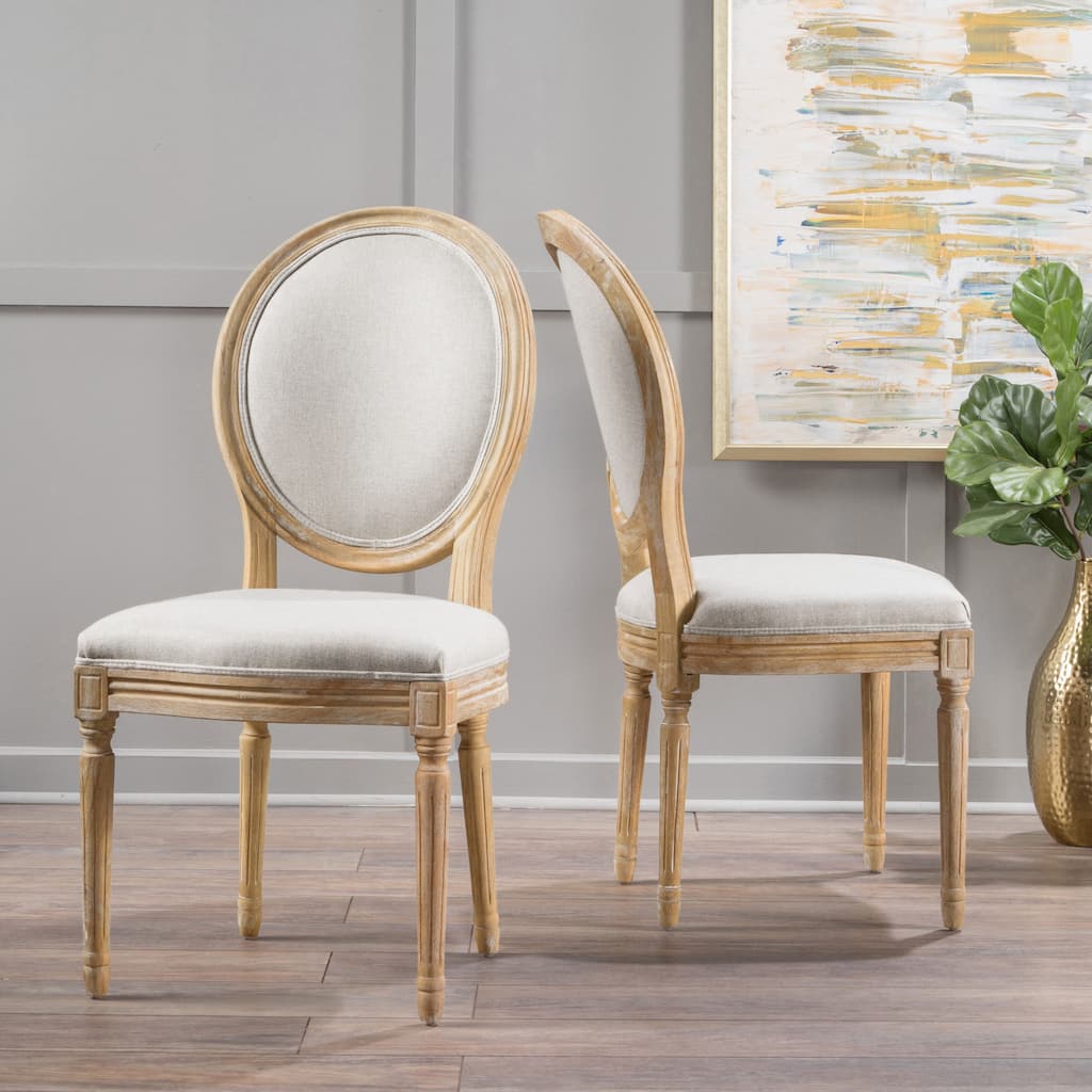 Phinnaeus French Country Fabric Dining Chairs (Set of 2) by Christopher Knight Home