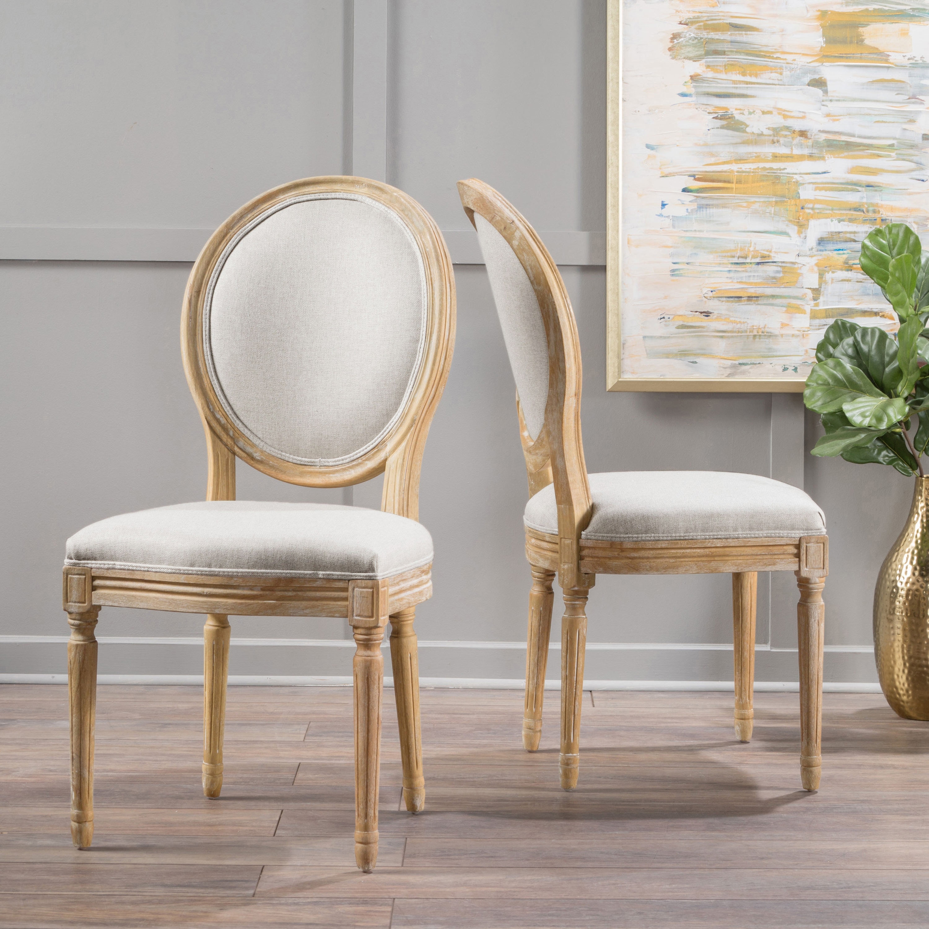 Phinnaeus French Country Fabric Dining Chairs (Set of 2) by Christopher Knight Home