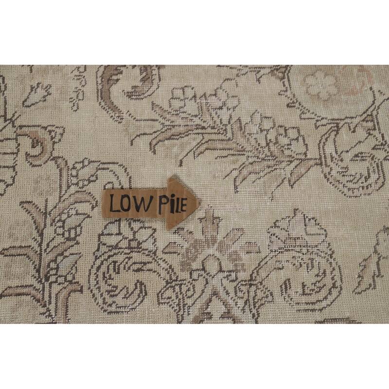 Muted Distressed Tabriz Vintage Persian Area Rug Handmade Wool Carpet - 9'7" x 12'5"