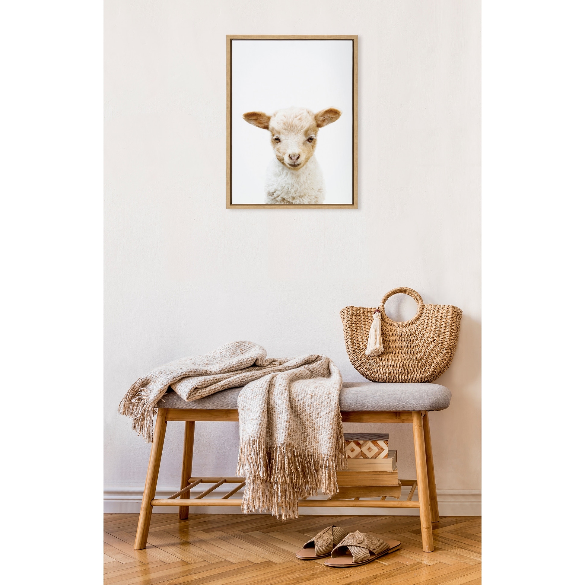 Kate and Laurel Sylvie Animal Studio Lamb Framed Canvas by Amy Peterson Art Studio