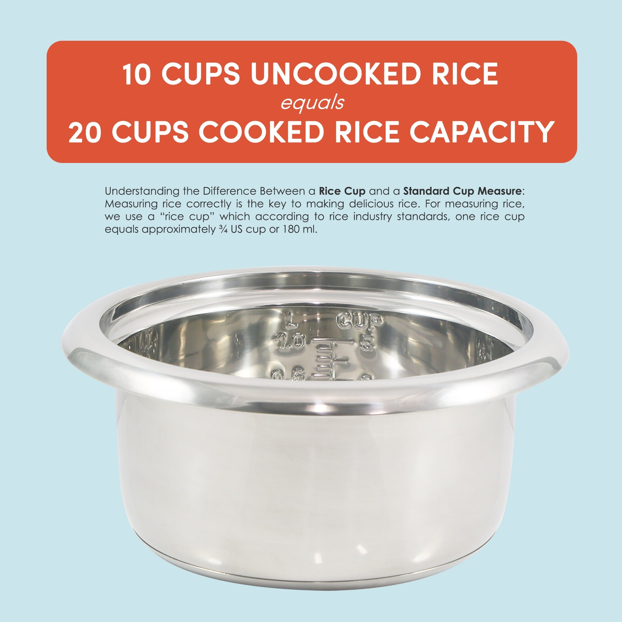 Elite Gourmet 10-cup Rice Cooker with 304 Stainless-Steel Inner