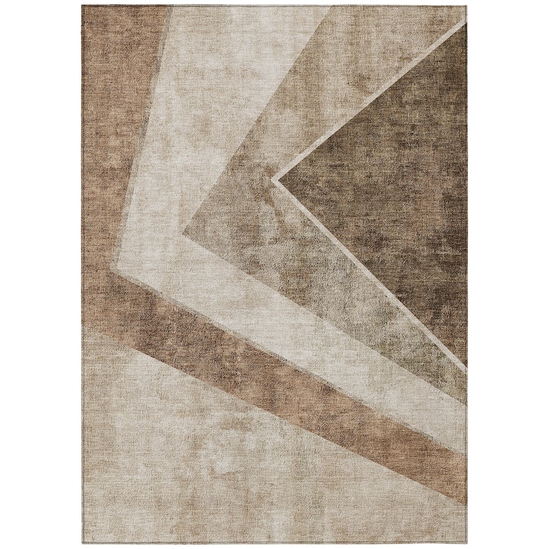 Machine Washable Indoor/ Outdoor Chantille Modern Geometric Rug