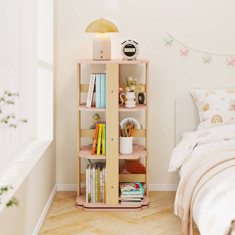 Costway 360° Spinning 3-Tier Kids Book Shelf Tower with 12 Sectors - See Details