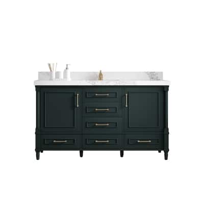 Willow Collections 60 in. W x 22 in. D Aberdeen Single Bowl Sink Bathroom Vanity in Dark Forest Green with Countertop